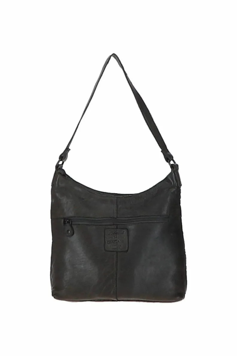 Shoulder Bags*Ashwood Leather Raffinatezza' Vintage Woven Leather Shoulder Bag Dark Grey