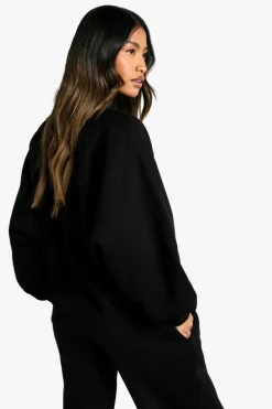 Sweatshirts|Hoodies & Sweatshirts*boohoo Raglan Seam Funnel Neck Balloon Sleeve Oversized Sweatshirt black