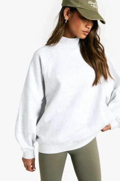 Sweatshirts|Hoodies & Sweatshirts*boohoo Raglan Seam Funnel Neck Balloon Sleeve Oversized Sweatshirt ash grey