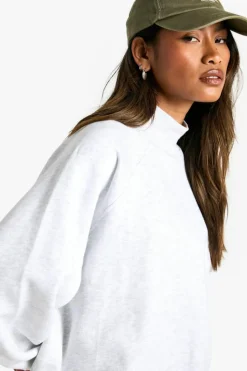 Sweatshirts|Hoodies & Sweatshirts*boohoo Raglan Seam Funnel Neck Balloon Sleeve Oversized Sweatshirt ash grey