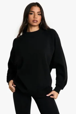 Sweatshirts|Hoodies & Sweatshirts*boohoo Raglan Seam Oversized Longline Sweatshirt black