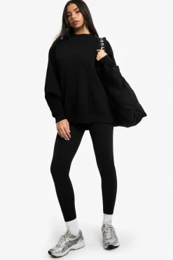 Sweatshirts|Hoodies & Sweatshirts*boohoo Raglan Seam Oversized Longline Sweatshirt black