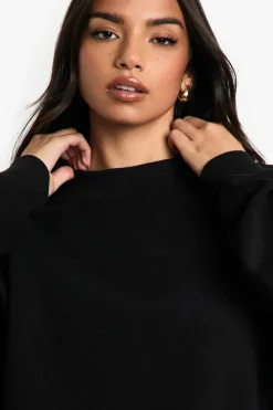 Sweatshirts|Hoodies & Sweatshirts*boohoo Raglan Seam Oversized Longline Sweatshirt black