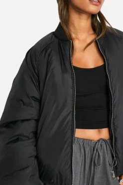 Up To 80% Off Winter Warmers|Puffer Jackets*boohoo Raglan Sleeve Puffer Jacket black