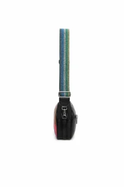 Cross-Body Bags*Kitise Rainbow Style Metallic Stripes Triple Compartments Crossbody Bag Black
