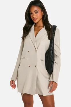 Blazer Dresses|Mini Dresses*boohoo Raw Hem Blazer Dress beige