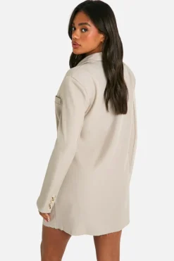 Blazer Dresses|Mini Dresses*boohoo Raw Hem Blazer Dress beige