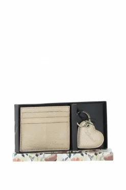 Handbags*Ashwood Leather Real Leather Card Holder & Key Ring Gift Set Gold