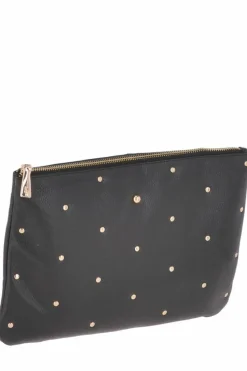 Clutch Bags*Ashwood Leather Real Leather Large Studded Clutch Bag Black