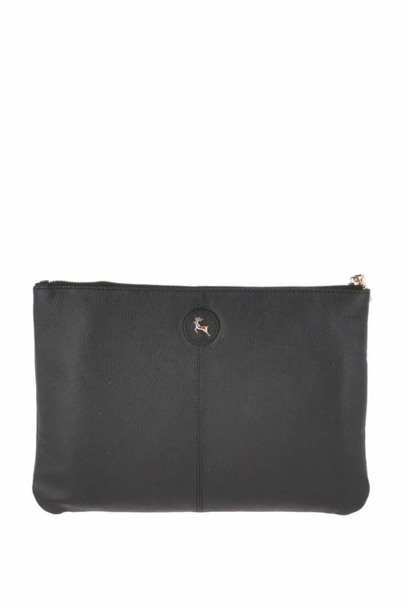 Clutch Bags*Ashwood Leather Real Leather Large Studded Clutch Bag Black