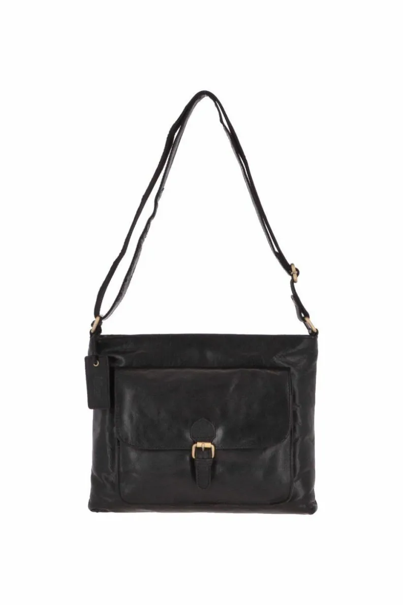Shoulder Bags*Ashwood Leather Real Leather Vintage Medium Shoulder Bag Black