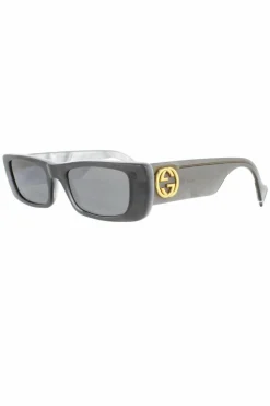 Sunglasses*Gucci Rectangle Silver Sunglasses Grey