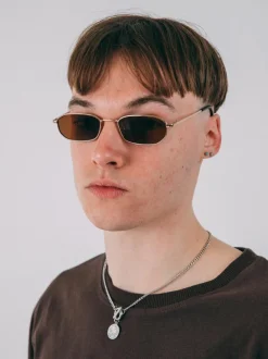 Sunglasses*SVNX Rectangle Metal Frame Sunglasses Gold
