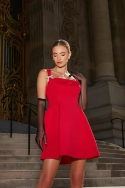 A Line Dresses|Skater Dresses*Quiz A-Line Bow Detail Mini Dress Red