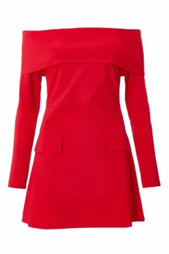 Bodycon Dresses*Quiz Bardot Long Sleeve Mini Dress Red