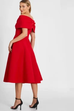 Midi Dresses*Quiz Bardot Skater Midi Dress Red