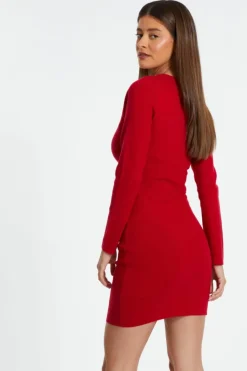 Jumper Dresses|Jumper Dresses*Quiz Diamante Trim Jumper Dress Red