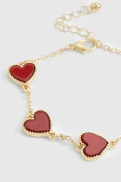 Bracelets*boohoo Enamel Scatte Heart Bracelet red