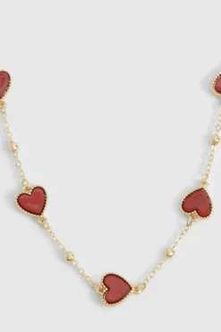 Necklaces*boohoo Enamel Scatte Heart Necklace red