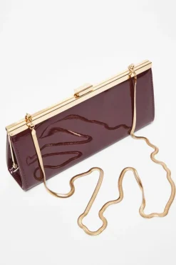 Handbags*Quiz Faux Leather Patent Clutch Red