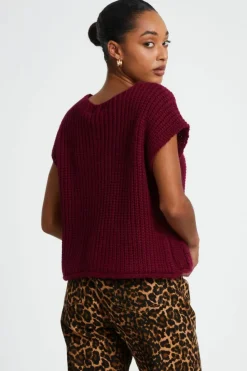 Cardigans*Quiz Knit Sleeveless Cardigan Red
