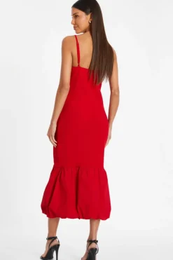 Midi Dresses|Bodycon Dresses*Quiz Puff Ball Midi Dress Red