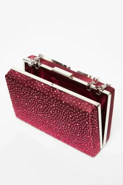 Handbags|Clutch Bags*Quiz Scatte Diamante Box Bag Red