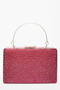 Handbags|Clutch Bags*Quiz Scatte Diamante Box Bag Red