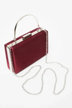Handbags|Clutch Bags*Quiz Scatte Diamante Box Bag Red
