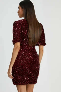Wrap Dresses|Bodycon Dresses*Quiz Sequin Wrap Mini Dress Red