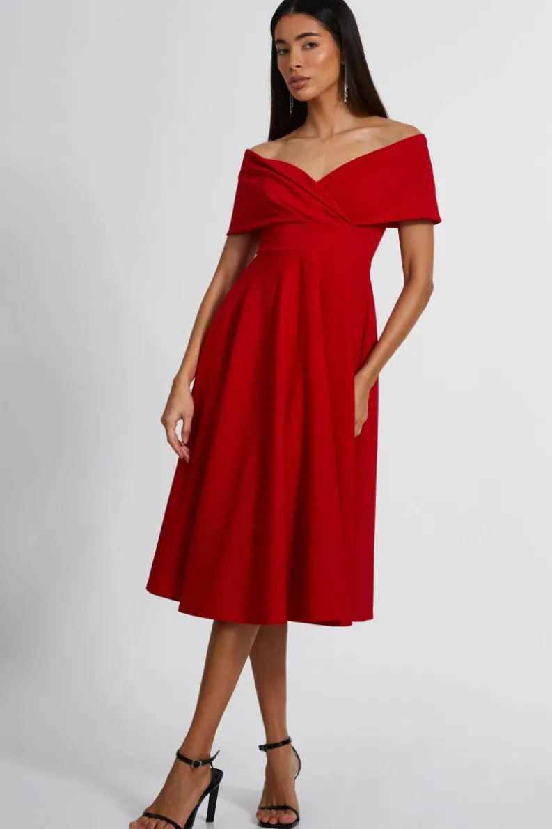 Midi Dresses*Quiz Skater Midi Dress Red