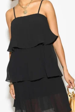 Cami Dresses*HOXTON GAL Relaxed Fit Cami Pleated Mini Dress with Layer Details Black