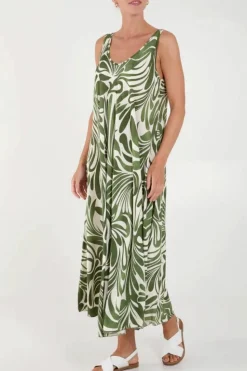 Cami Dresses*HOXTON GAL Relaxed Fit Printed Cami Dress Green