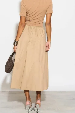 Midi Dresses*HOXTON GAL Relaxed Fit Short Sleeves Midi Dress Beige