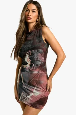 Bodycon Dresses*boohoo Renaissance Mesh Sleeveless Mini Dress brown
