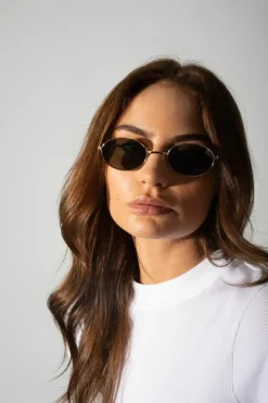 Sunglasses*SVNX Retro Round Sunglasses in Gold Metallic Gold