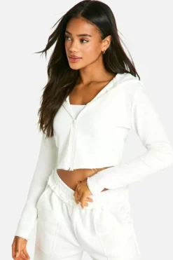 Sweatshirts|Hoodies & Sweatshirts*boohoo REVERSE LOOPBACK DETAIL SHRUNKEN HOODIE cream