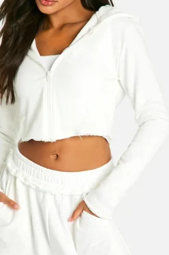 Sweatshirts|Hoodies & Sweatshirts*boohoo REVERSE LOOPBACK DETAIL SHRUNKEN HOODIE cream