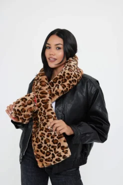 Hats & Gloves|Hats & Gloves*My Accessories London Reversible Fur Leopard and Red Scarf Multi