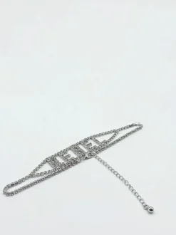 Necklaces*SVNX Rhinestone "Rebel'' Diamonte Choker Silver