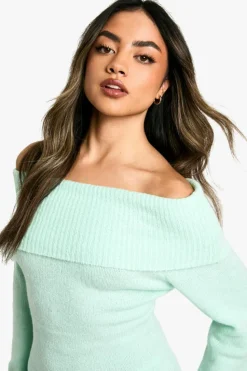 Jumper Dresses|Jumper Dresses*boohoo Rib Bardot Neckline Mini Jumper Dress mint