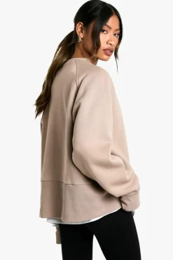 Sweatshirts|Hoodies & Sweatshirts*boohoo RIB DETAIL DEEP HEM & CUFF OVERSIZED SWEATSHIRT taupe