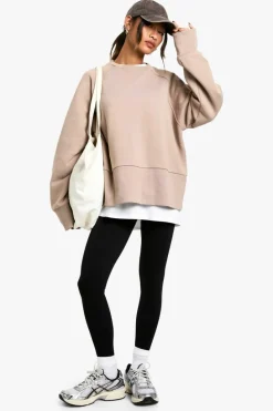 Sweatshirts|Hoodies & Sweatshirts*boohoo RIB DETAIL DEEP HEM & CUFF OVERSIZED SWEATSHIRT taupe