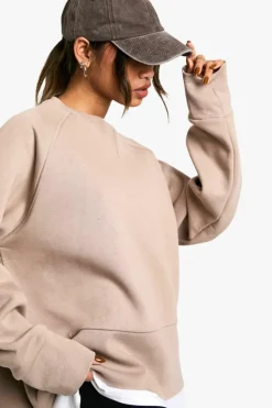Sweatshirts|Hoodies & Sweatshirts*boohoo RIB DETAIL DEEP HEM & CUFF OVERSIZED SWEATSHIRT taupe