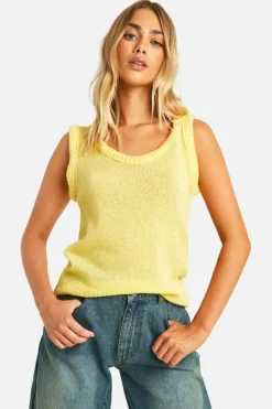 Knitted Tops*boohoo Rib Detail Loose Knitted Vest butter