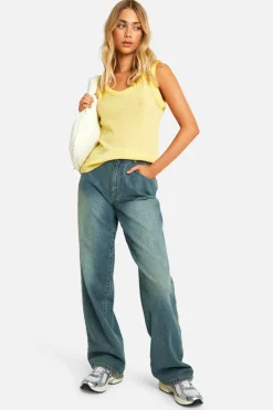 Knitted Tops*boohoo Rib Detail Loose Knitted Vest butter
