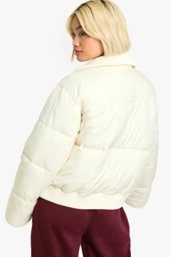 Up To 80% Off Winter Warmers|Puffer Jackets*boohoo Rib Detail Puffer Jacket cream