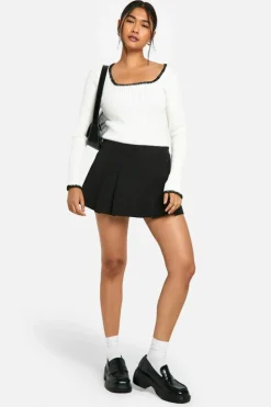 Knitted Tops*boohoo Rib Knitted Blanket Stitch Jumper cream