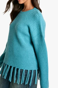 Jumpers*boohoo Rib Knitted Fringe Hem Jumper blue