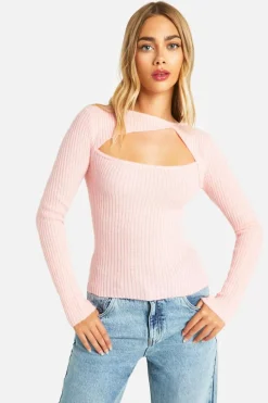 Knitted Tops*boohoo Rib Knitted Long Sleeve Top light pink